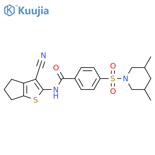 N-{3-cyano-4H,5H,6H-cyclopenta[b]thiophen-2-yl}-4-[(3,5-dimethylpiperidin-1-yl)sulfonyl]benzamide structure