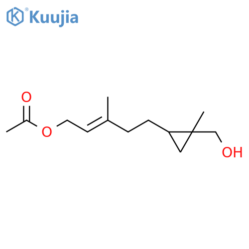 Cyclopropanemethanol,2-[(3E)-5-(acetyloxy)-3-methyl-3-pentenyl]-1-methyl- structure