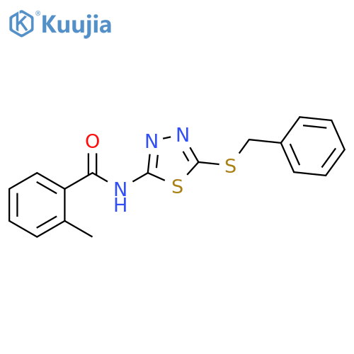 N-[5-(benzylsulfanyl)-1,3,4-thiadiazol-2-yl]-2-methylbenzamide structure