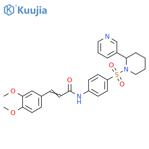 (2E)-3-(3,4-dimethoxyphenyl)-N-(4-{2-(pyridin-3-yl)piperidin-1-ylsulfonyl}phenyl)prop-2-enamide structure