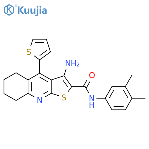 3-amino-N-(3,4-dimethylphenyl)-4-(thiophen-2-yl)-5H,6H,7H,8H-thieno2,3-bquinoline-2-carboxamide structure