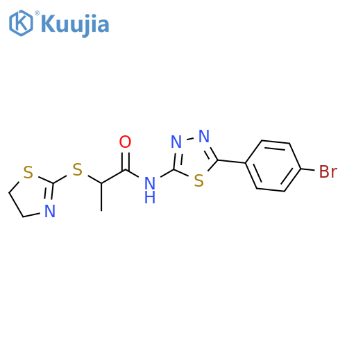 N-5-(4-bromophenyl)-1,3,4-thiadiazol-2-yl-2-(4,5-dihydro-1,3-thiazol-2-ylsulfanyl)propanamide structure