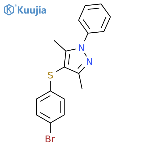 4-(4-bromophenyl)sulfanyl-3,5-dimethyl-1-phenyl-1H-pyrazole structure