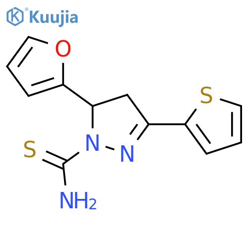 5-(Furan-2-yl)-3-(thiophen-2-yl)-4,5-dihydro-1H-pyrazole-1-carbothioamide structure