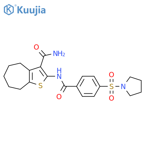 2-4-(pyrrolidine-1-sulfonyl)benzamido-4H,5H,6H,7H,8H-cycloheptabthiophene-3-carboxamide structure
