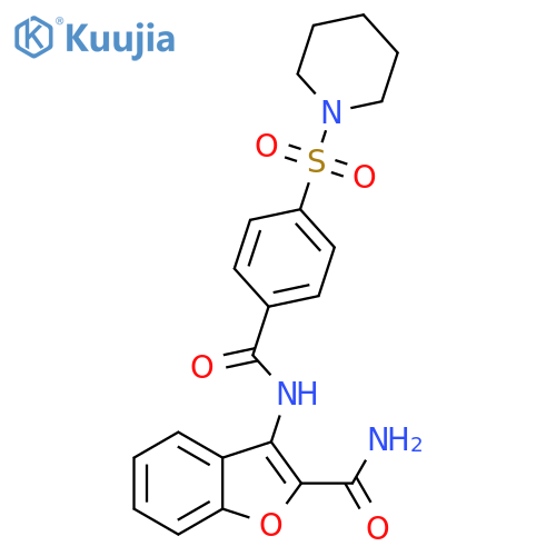 3-4-(piperidine-1-sulfonyl)benzamido-1-benzofuran-2-carboxamide structure