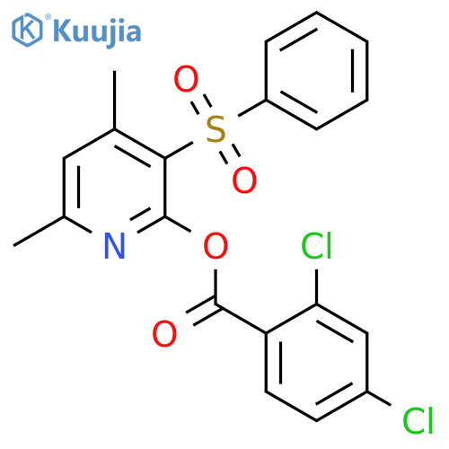 3-(benzenesulfonyl)-4,6-dimethylpyridin-2-yl 2,4-dichlorobenzoate structure