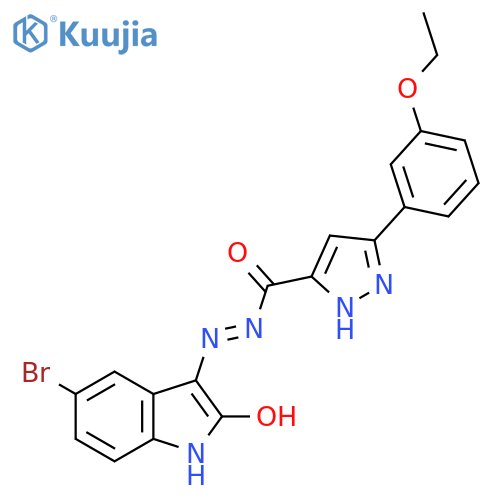 N'-(3E)-5-bromo-2-oxo-2,3-dihydro-1H-indol-3-ylidene-3-(3-ethoxyphenyl)-1H-pyrazole-5-carbohydrazide structure