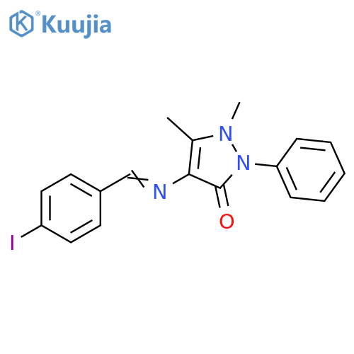 4-(E)-(4-iodophenyl)methylideneamino-1,5-dimethyl-2-phenyl-2,3-dihydro-1H-pyrazol-3-one structure