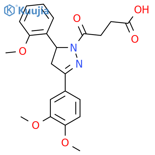 4-3-(3,4-dimethoxyphenyl)-5-(2-methoxyphenyl)-4,5-dihydro-1H-pyrazol-1-yl-4-oxobutanoic acid structure
