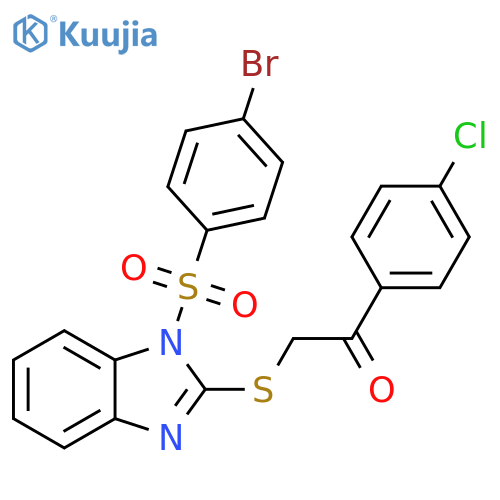 2-{1-(4-bromobenzenesulfonyl)-1H-1,3-benzodiazol-2-ylsulfanyl}-1-(4-chlorophenyl)ethan-1-one structure