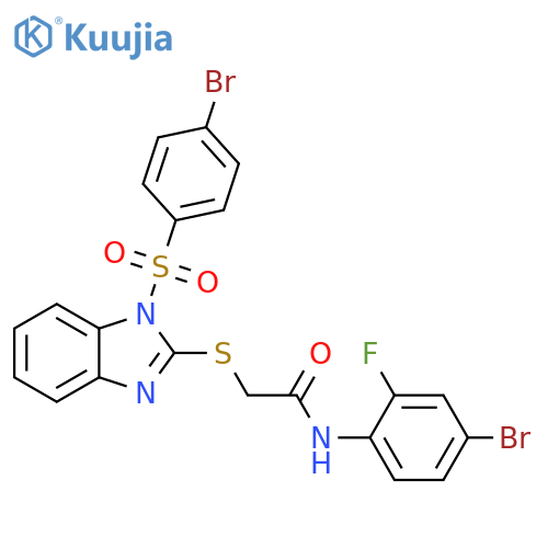 N-(4-bromo-2-fluorophenyl)-2-{[1-(4-bromobenzenesulfonyl)-1H-1,3-benzodiazol-2-yl]sulfanyl}acetamide structure