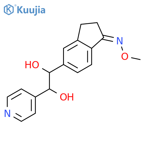 5-(1,2-Dihydroxy-2-(pyridin-4-yl)ethyl)-2,3-dihydro-1H-inden-1-one O-methyl oxime structure