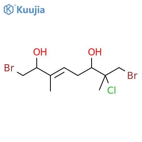 1,8-Dibromo-7-chloro-3,7-dimethyl-3-octene-2,6-diol; (2R*,3E,6R*,7S*)-form structure