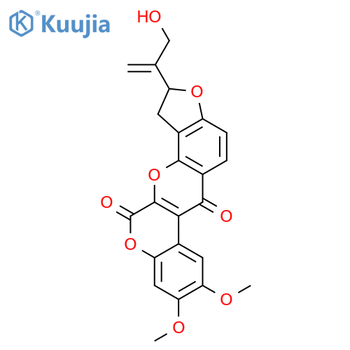 2-(1-hydroxymethyl-vinyl)-8,9-dimethoxy-1,2-dihydro-chromeno[3,4-b]furo[2,3-h]chromene-6,12-dione structure