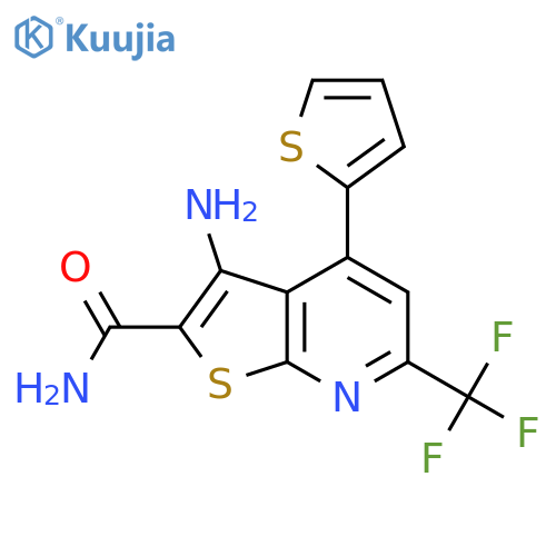 3-amino-4-(thiophen-2-yl)-6-(trifluoromethyl)thieno2,3-bpyridine-2-carboxamide structure