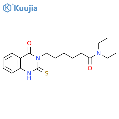N,N-diethyl-6-(4-oxo-2-sulfanylidene-1,2,3,4-tetrahydroquinazolin-3-yl)hexanamide structure