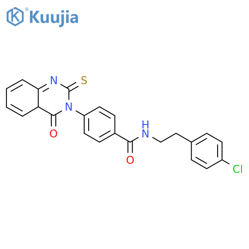 N-2-(4-chlorophenyl)ethyl-4-(4-oxo-2-sulfanylidene-1,2,3,4-tetrahydroquinazolin-3-yl)benzamide structure