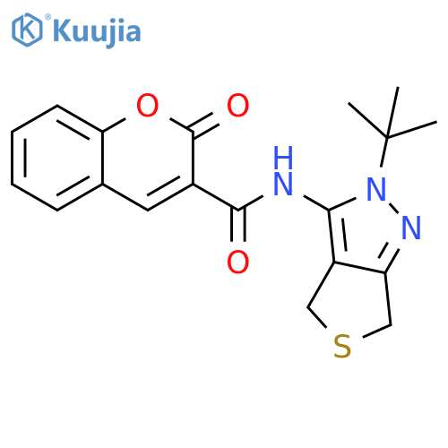 N-{2-tert-butyl-2H,4H,6H-thieno3,4-cpyrazol-3-yl}-2-oxo-2H-chromene-3-carboxamide structure