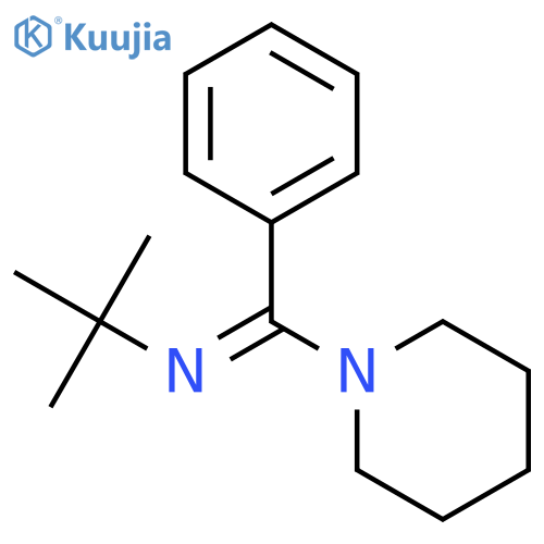 N-tert-butyl-1-phenyl-1-piperidin-1-ylmethanimine structure