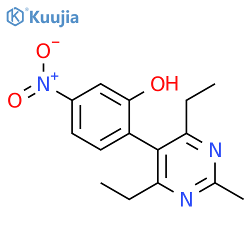 2-(4,6-diethyl-2-methylpyrimidin-5-yl)-5-nitrophenol structure