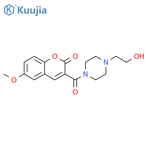 3-4-(2-hydroxyethyl)piperazine-1-carbonyl-6-methoxy-2H-chromen-2-one structure