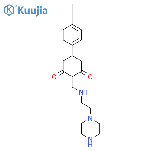 5-(4-tert-Butylphenyl)-2-(2-piperazin-1-ylethylamino)methylidenecyclohexane-1,3-dione structure