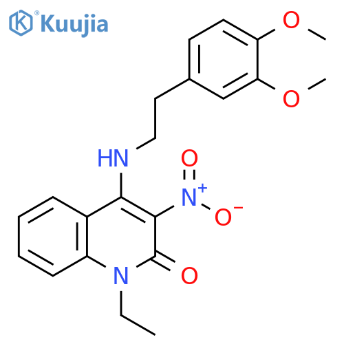 4-{2-(3,4-dimethoxyphenyl)ethylamino}-1-ethyl-3-nitro-1,2-dihydroquinolin-2-one structure