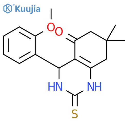 4-(2-methoxyphenyl)-7,7-dimethyl-2-sulfanylidene-1,2,3,4,5,6,7,8-octahydroquinazolin-5-one structure