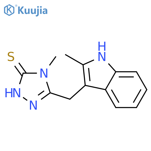 4-Methyl-5-(2-methyl-1H-indol-3-ylmethyl)-2,4-dihydro-1,2,4triazole-3-thione structure