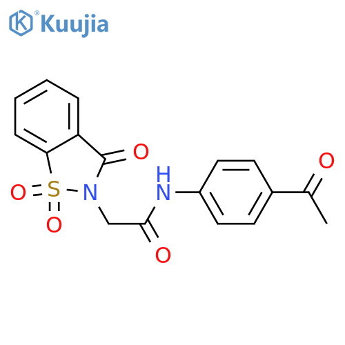 N-(4-acetylphenyl)-2-(1,1,3-trioxo-2,3-dihydro-1lambda6,2-benzothiazol-2-yl)acetamide structure