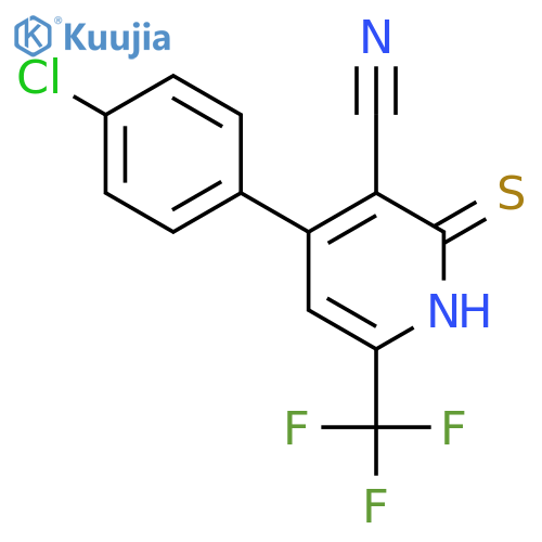 4-(4-chlorophenyl)-2-sulfanylidene-6-(trifluoromethyl)-1,2-dihydropyridine-3-carbonitrile structure