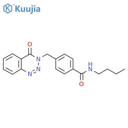 N-butyl-4-(4-oxo-3,4-dihydro-1,2,3-benzotriazin-3-yl)methylbenzamide structure