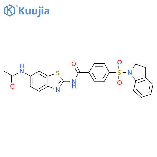 4-(2,3-dihydro-1H-indole-1-sulfonyl)-N-(6-acetamido-1,3-benzothiazol-2-yl)benzamide structure