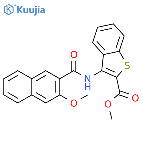 methyl 3-(3-methoxynaphthalene-2-amido)-1-benzothiophene-2-carboxylate structure