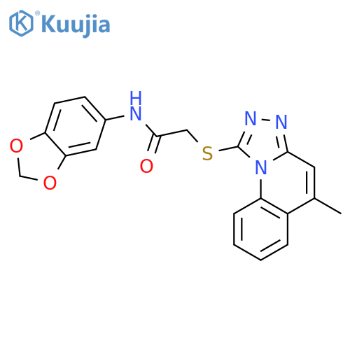 N-(2H-1,3-benzodioxol-5-yl)-2-({5-methyl-1,2,4triazolo4,3-aquinolin-1-yl}sulfanyl)acetamide structure