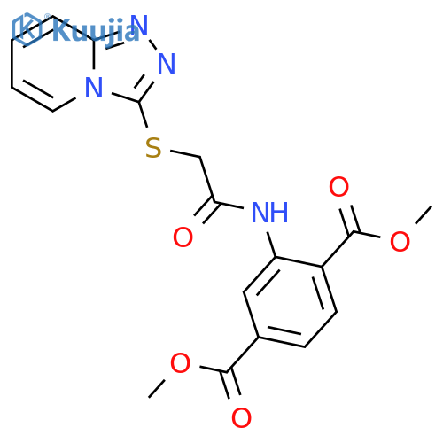 1,4-dimethyl 2-(2-{1,2,4triazolo4,3-apyridin-3-ylsulfanyl}acetamido)benzene-1,4-dicarboxylate structure