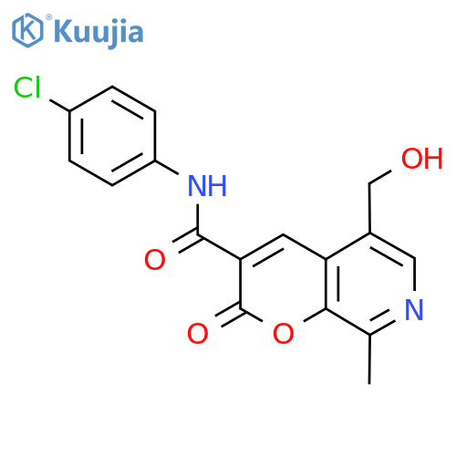 N-(4-chlorophenyl)-5-(hydroxymethyl)-8-methyl-2-oxo-2H-pyrano2,3-cpyridine-3-carboxamide structure