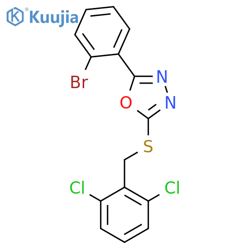 2-(2-Bromo-phenyl)-5-(2,6-dichloro-benzylsulfanyl)-[1,3,4]oxadiazole structure