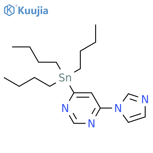 Pyrimidine, 4-(1H-imidazol-1-yl)-6-(tributylstannyl)- structure