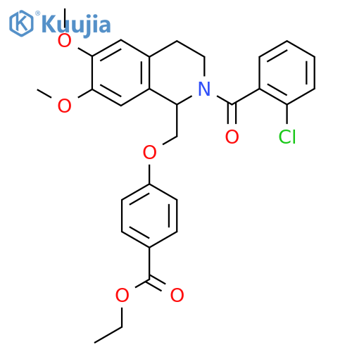 ethyl 4-{2-(2-chlorobenzoyl)-6,7-dimethoxy-1,2,3,4-tetrahydroisoquinolin-1-ylmethoxy}benzoate structure