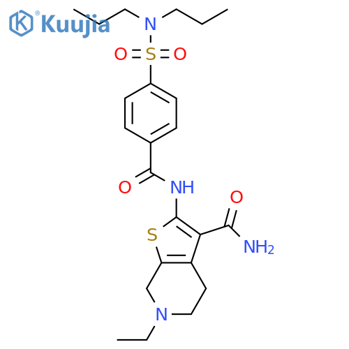 2-4-(dipropylsulfamoyl)benzamido-6-ethyl-4H,5H,6H,7H-thieno2,3-cpyridine-3-carboxamide structure