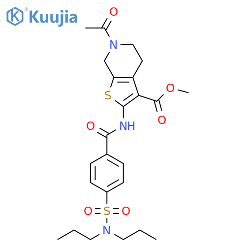 methyl 6-acetyl-2-4-(dipropylsulfamoyl)benzamido-4H,5H,6H,7H-thieno2,3-cpyridine-3-carboxylate structure