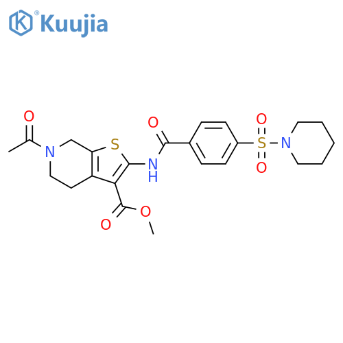 methyl 6-acetyl-2-4-(piperidine-1-sulfonyl)benzamido-4H,5H,6H,7H-thieno2,3-cpyridine-3-carboxylate structure