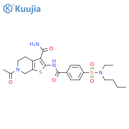 6-acetyl-2-{4-butyl(ethyl)sulfamoylbenzamido}-4H,5H,6H,7H-thieno2,3-cpyridine-3-carboxamide structure