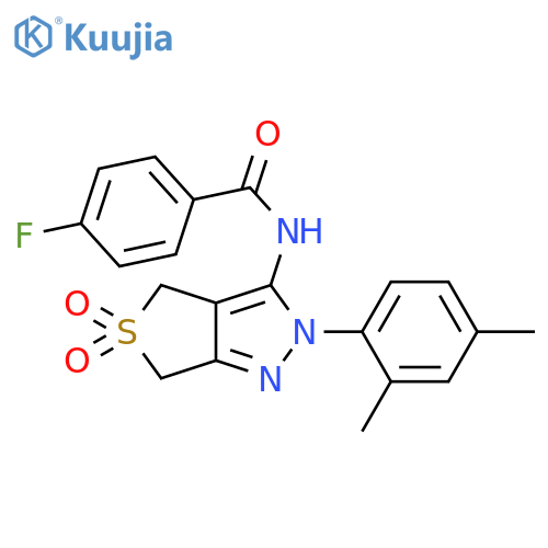 N-[2-(2,4-dimethylphenyl)-5,5-dioxo-2H,4H,6H-5lambda6-thieno[3,4-c]pyrazol-3-yl]-4-fluorobenzamide structure