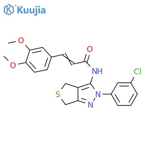 (2Z)-N-2-(3-chlorophenyl)-2H,4H,6H-thieno3,4-cpyrazol-3-yl-3-(3,4-dimethoxyphenyl)prop-2-enamide structure