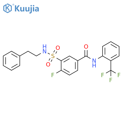 4-fluoro-3-(2-phenylethyl)sulfamoyl-N-2-(trifluoromethyl)phenylbenzamide structure