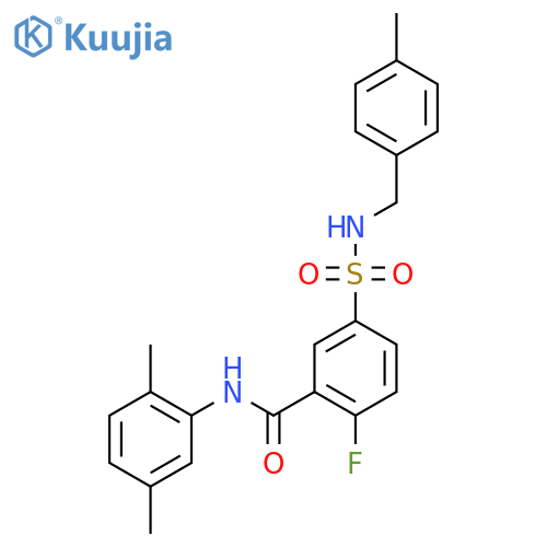 N-(2,5-dimethylphenyl)-2-fluoro-5-{[(4-methylphenyl)methyl]sulfamoyl}benzamide structure