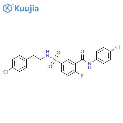 N-(4-chlorophenyl)-5-{2-(4-chlorophenyl)ethylsulfamoyl}-2-fluorobenzamide structure